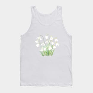 white snowdrop flower botanical watercolor painting Tank Top